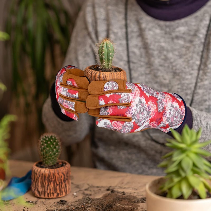 MERTURN Store Leather Gardening Gloves for Women Thorn Proof Garden Gloves Touch Screen Working Gloves Gifts,M - Image 5